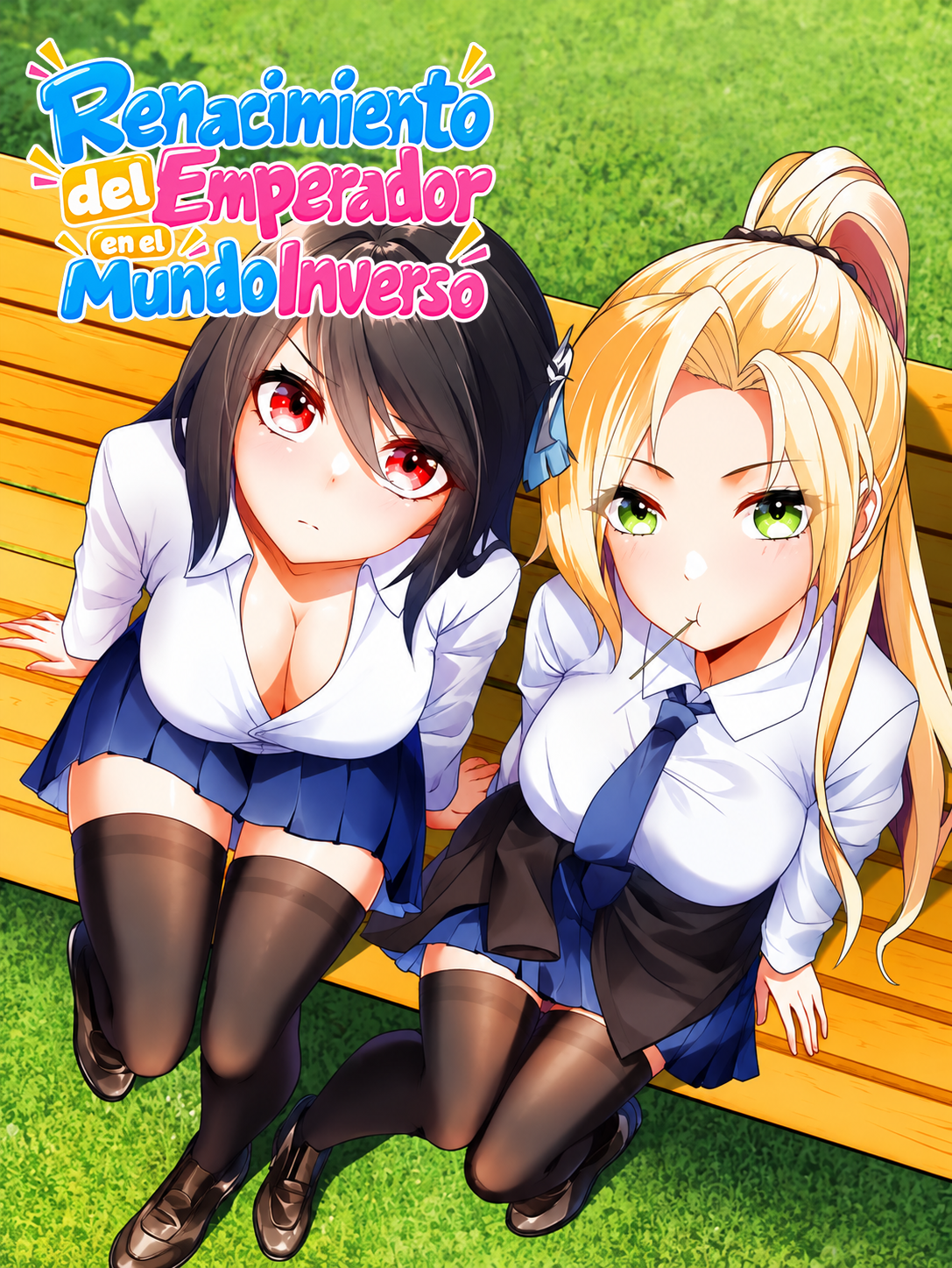 Dos chicas en la banca soleada