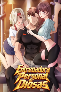 Trío anime en el gimnasio con luz cálida